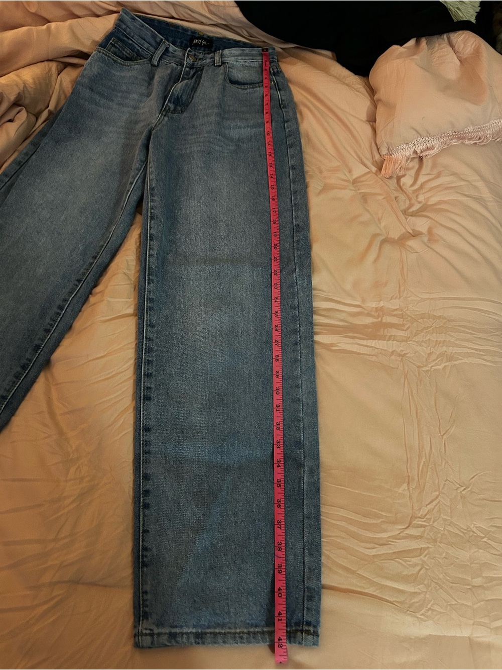 Nasty Gal Light Blue High-Rise Wide-Leg Jeans. Size 7/8 - Picture 6 of 10